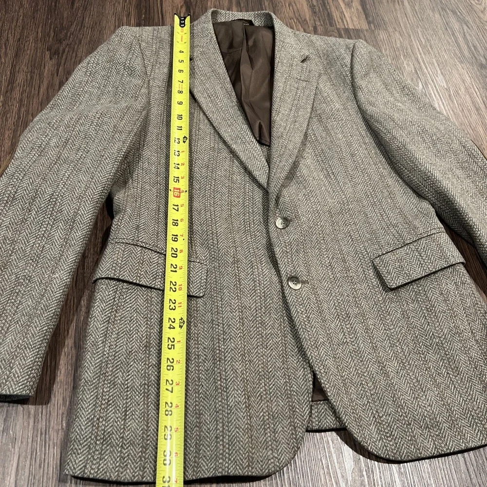 Imperial By Haggar  Brown Tweet Wool Herringbone Blazer Men's Size 42R VTG